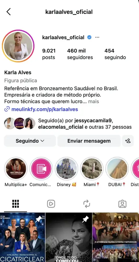 Perfil de Karla Alves no Instagram com 460 mil seguidores